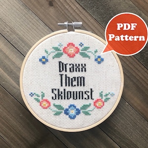 Draxx Them Sklountz Cross Stitch Pattern - Funny Cross Stitch - Modern Cross Stitch - Cross Stitch Quote - Comedy Cross Stitch -  TV Cross