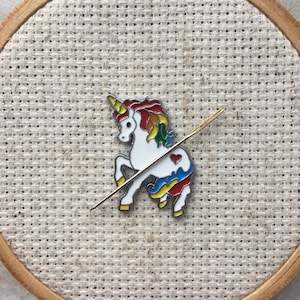 Unicorn Needle Minder - Rainbow Unicorn Cross Stitch Magnet - Cute Needle Minder - Rainbow Cross Stitch Magnet - Modern Cross Stitch