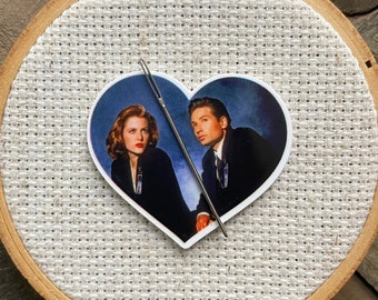 Secret Agents Needle Minder - 90s Needle Minder - TV Show Needle Minder - 90s Cross Stitch - Heart Needle Minder - Alien Needle Minder