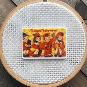 Happy Halloween Needle Minder - Retro Needle Minder - Retro Cross Stitch - Halloween Cross Stitch - Retro Needle Minder - Cute Cross Stitch