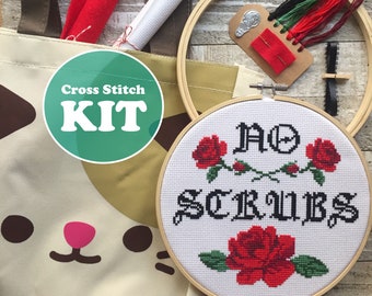 No Scrubs Cross Stitch KIT - Modern Cross Stitch Kit -Beginners Cross Stitch Kit - Funny Cross Stitch Kit -  Cute Needlepoint