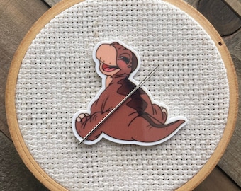 Baby Dinosaur Needle Minder - Movie Needle Minder - Dinosaur Cross Stitch - Movie Cross Stitch - Cartoon Needle Minder - Funny Needle Minder