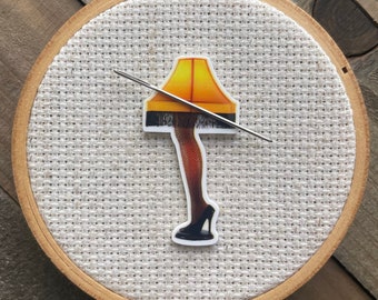 Sexy Lamp Needle Minder - Christmas Magnet for Cross Stitch - 80s Cross Stitch - Leg Lamp Cross Stitch Magnet - 80s Movie Needle Minder