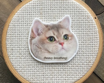 Heavy Breathing Cat Needle Minder - Meme Needle Minder - Meme Cross Stitch - Funny Cross Stitch - Cat Needle Minder - Funny Needle Minder