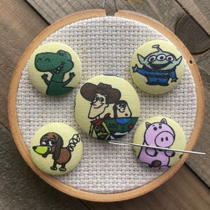 Cartoon Toy Needle Minder SET - Button Magnet Set - Toy Cross Stitch - Cartoon Needle Minder - Movie Needle Minder - Button Needle Minder