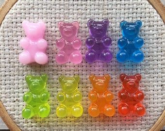 Gummy Bear Needle Minder -YOUR CHOICE- Gummy Bear Magnet - Rainbow Cross Stitch -Bear Cross Stitch -Kawaii Cross Stitch -Small Needle Minder