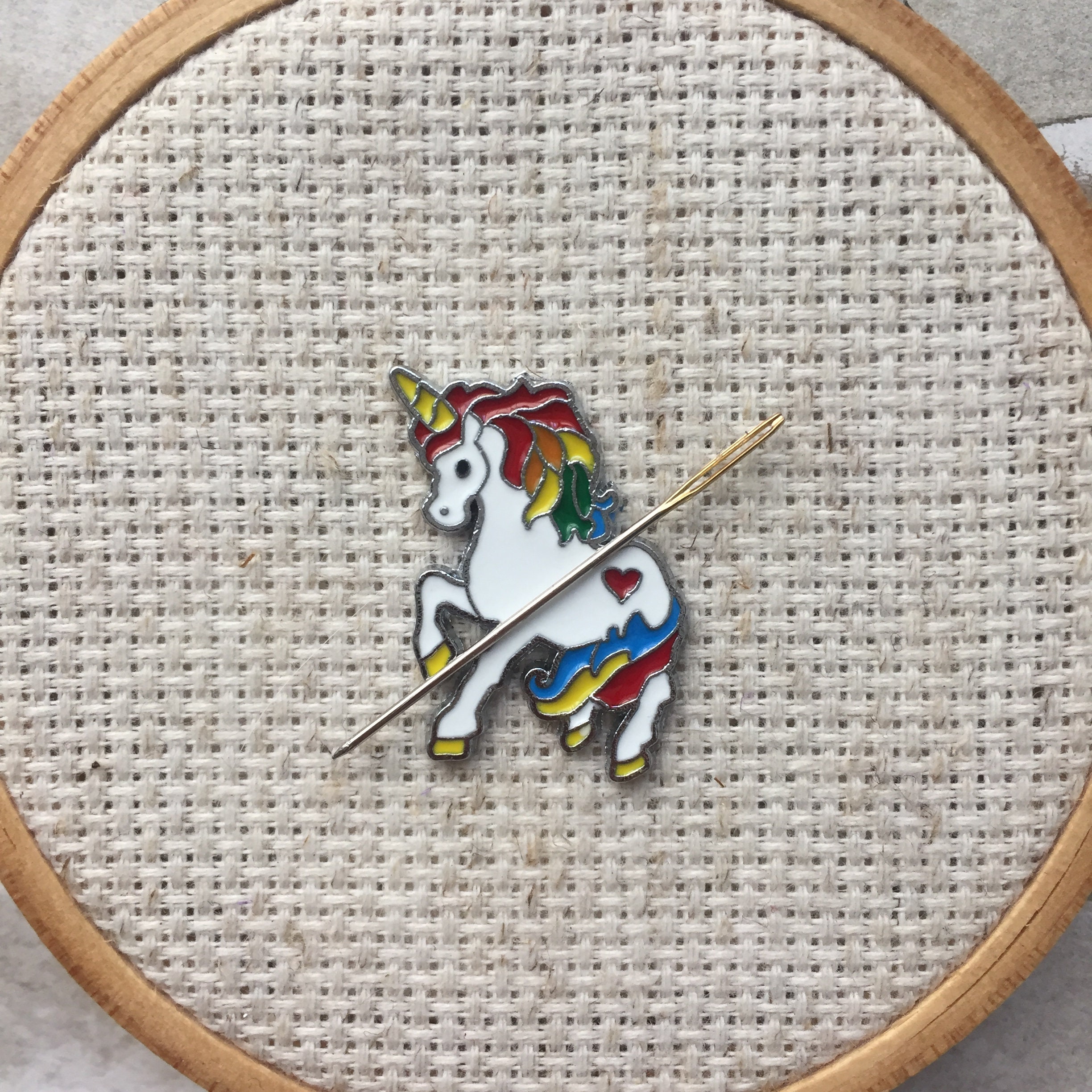Unicorn Needle Minder - Rainbow Unicorn Cross Stitch Magnet - Cute Ne…