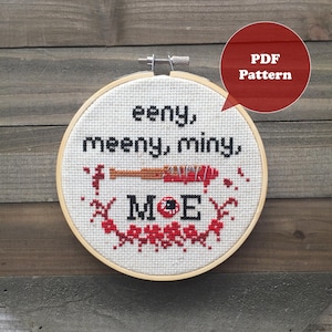 eeny, meeny, miny, MOE Cross Stitch -  Zombie Cross Stitch Pattern - Funny Cross Stitch Pattern - Modern Cross Stitch - Zombie Show Villain