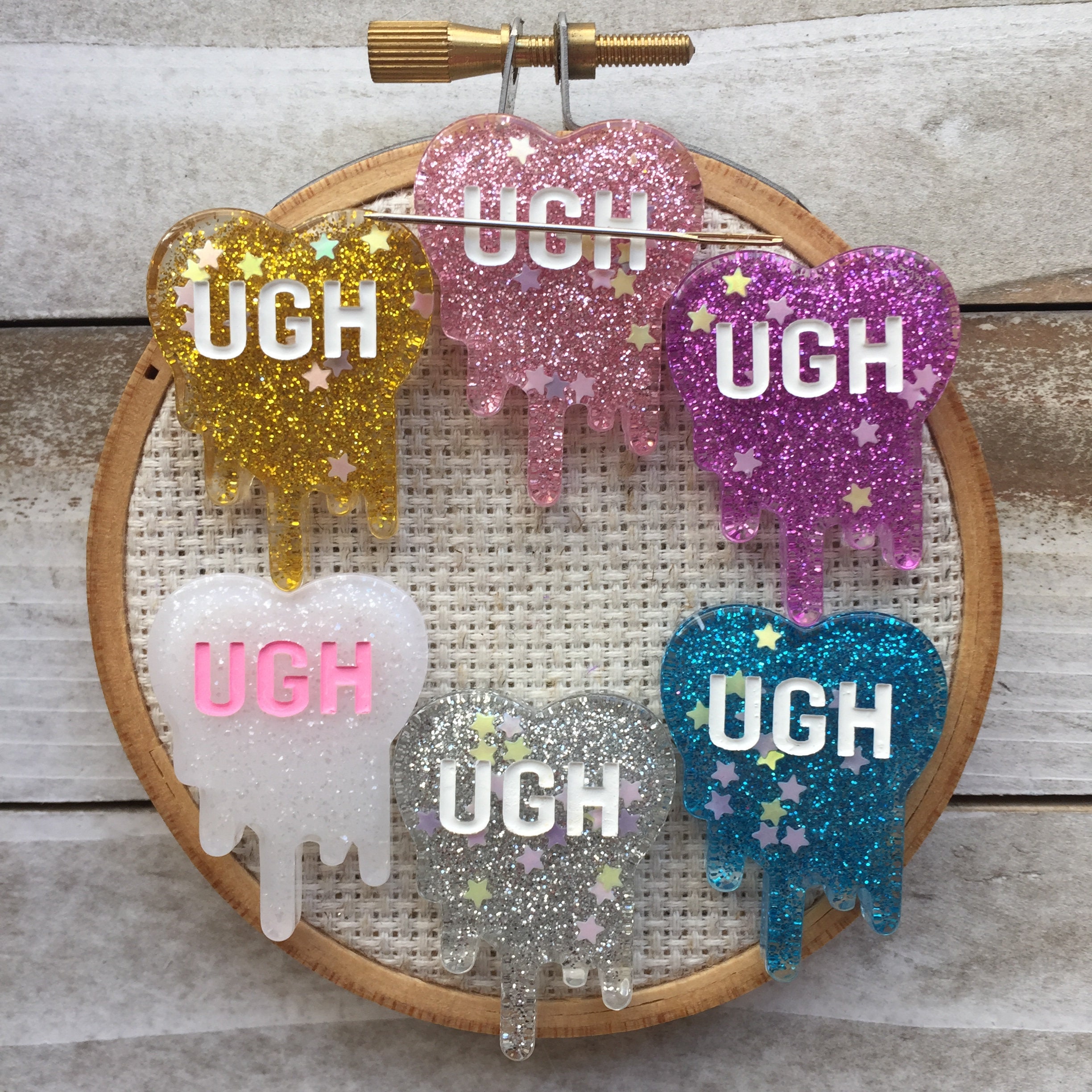 UGH Glitter Heart Needle Minder - Sparkly Needle Minder - Sassy Needl…