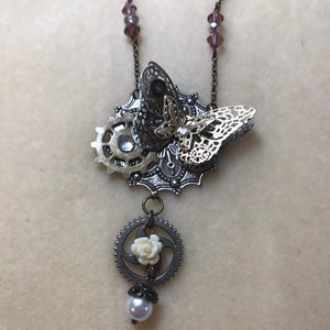 Steampunk Butterfly Pendant Necklace