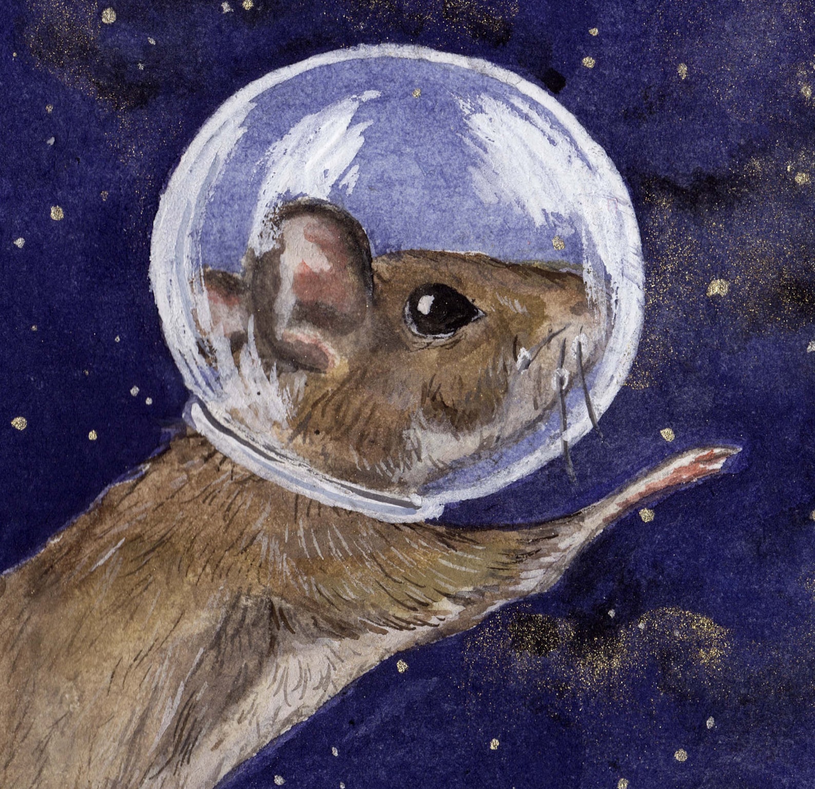 Space Mice Space Animals Cute Sci Fi Art Print Mouse Art Etsy