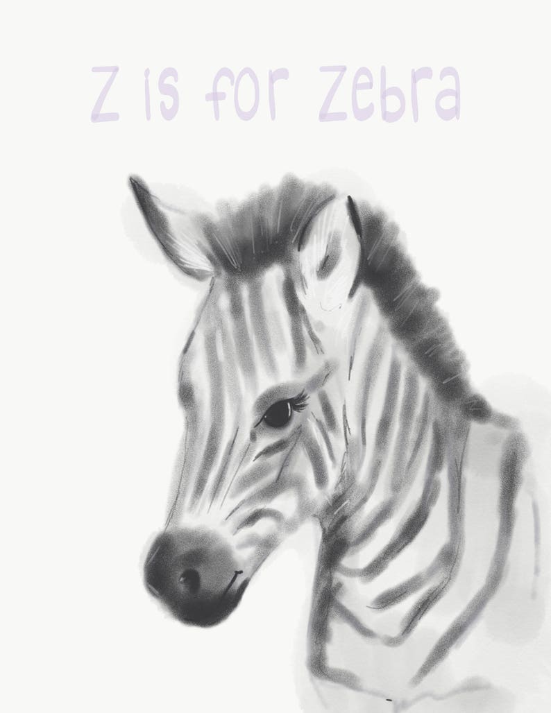 Nursery Print Nursery Art Safari Animals Animal Prints Baby Animal Prints Baby Room Artwork Baby Shower Gifts Z is for Zebra