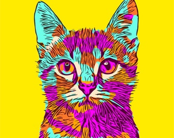 pop art cat etsy