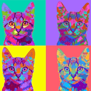 Custom Pet Pop Art Portrait, Please Read Item Details,  Custom dog, cat Art. Pop Art from Photo, Personalised Pet Art