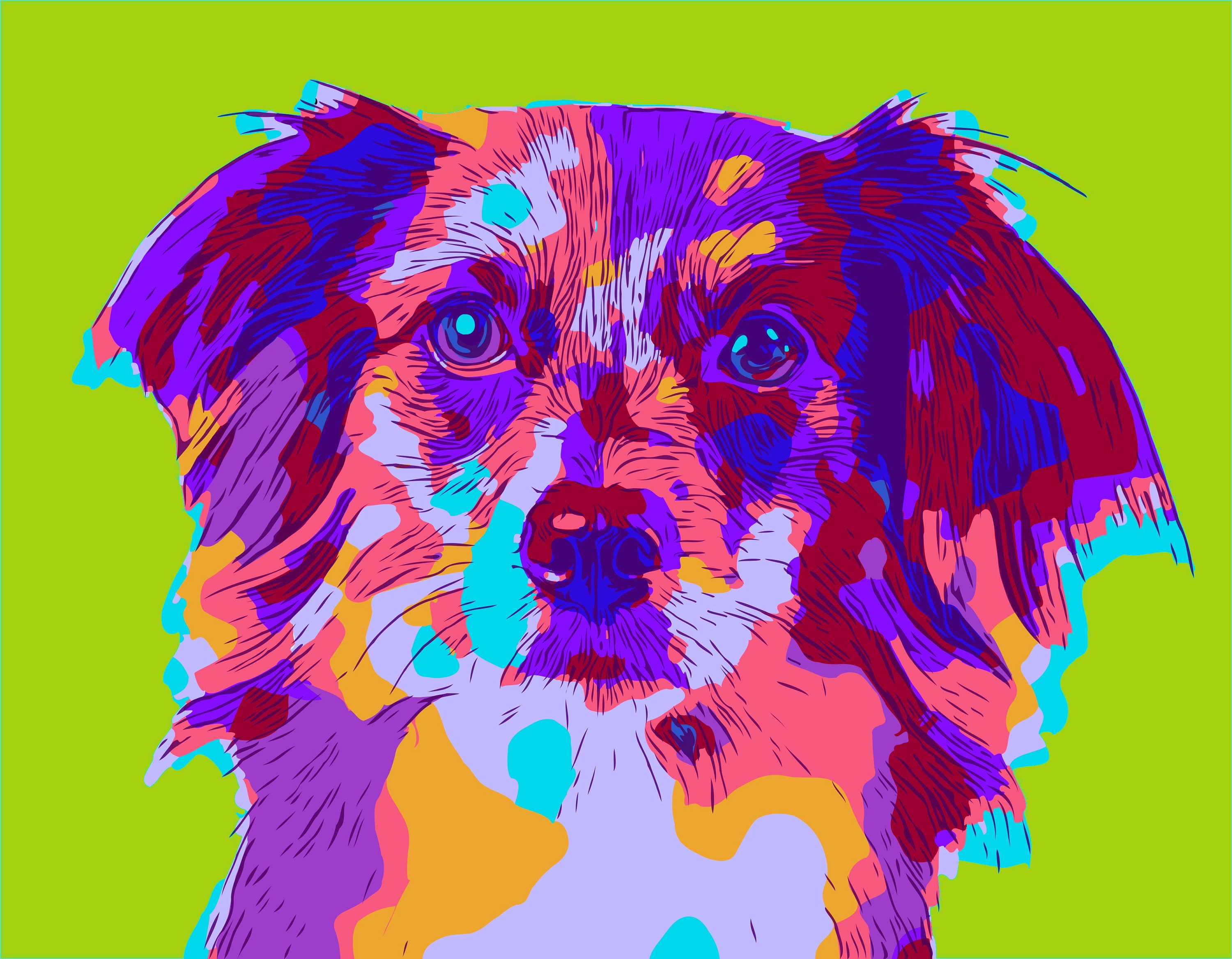Custom Pet Pop Art Portrait Custom dog cat Art. Pop Art from Etsy