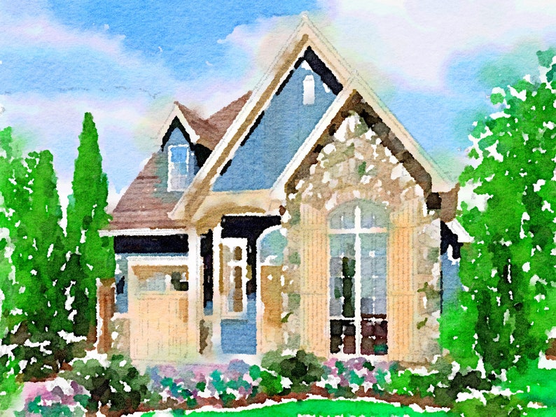 Custom House Watercolor Painting House Warming Gift First Etsy