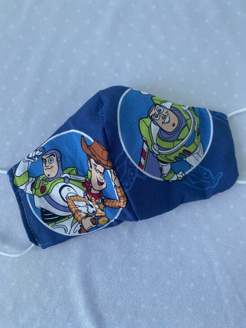 Reusable Made in USA Toy Story buzz lightyear Machine Washable Triple layer 100/% Cotton Reversible 2 in 1 Kids Face Mask Adult Mask