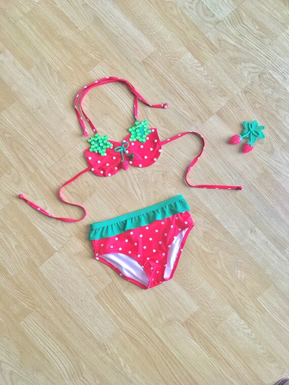 baby girl strawberry swimsuit