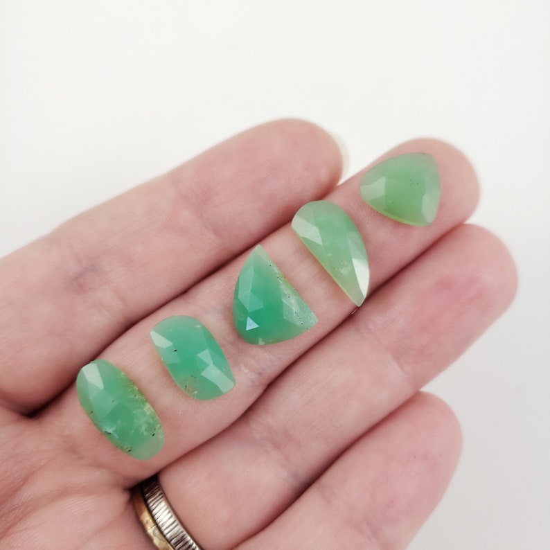 Rose Cut 5 Stone Cabochon Lot Chrysoprase