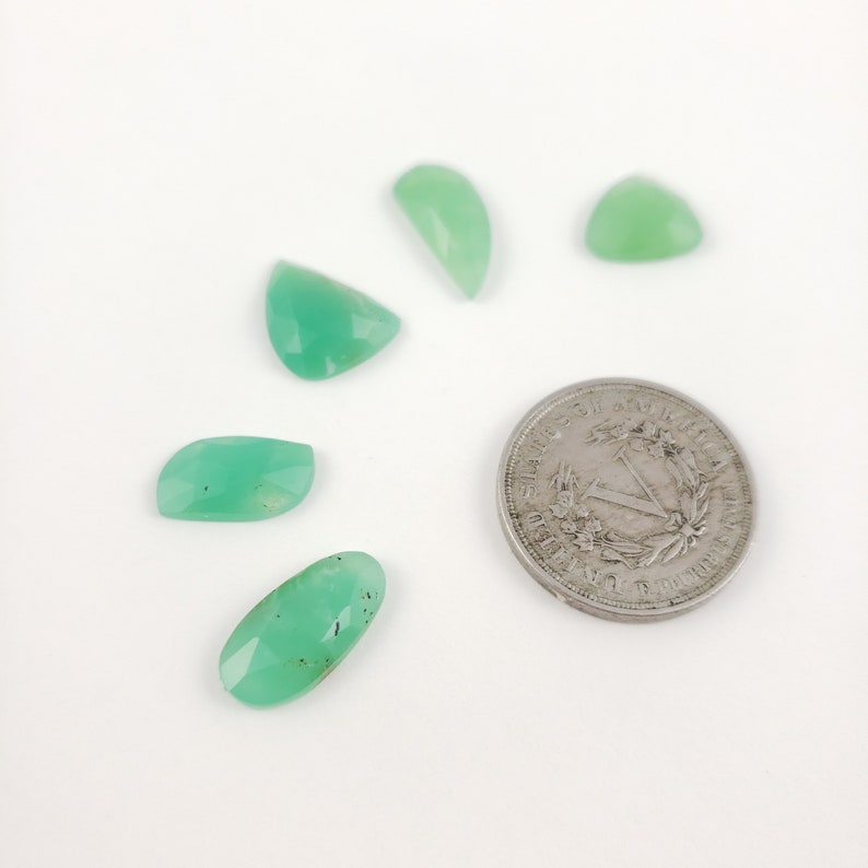 Rose Cut 5 Stone Cabochon Lot Chrysoprase