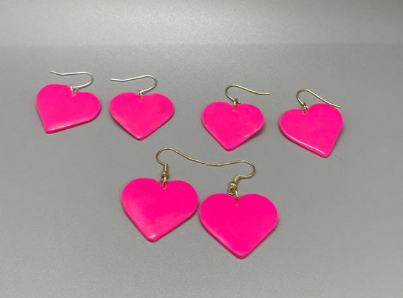 Hot Pink Heart Shaped Earrings pink Hearts hot Pink heart Cutouts