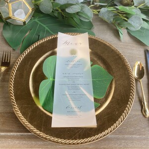 Tropical Leaf Wedding Menu Name Setting Dinner Menu Vellum Birthday Dinner Menu Vellum Name Card and Menu Vellum Wedding Menu