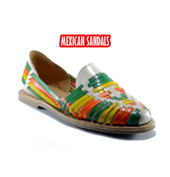 huaraches green and orange