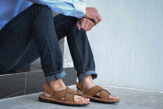 Leather Cross Sandals for Man Huaraches Chedron Tan Black - Etsy