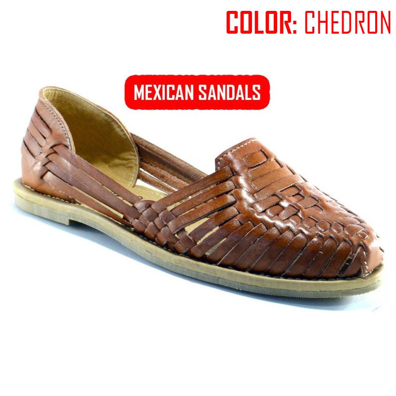 Leather mexican sandals for woman huaraches Chedron - Tan - Brown - G…