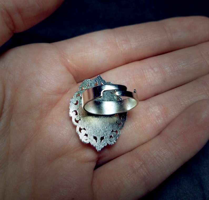 Adjustable Silver Ring Labradorite Cameo Ring
