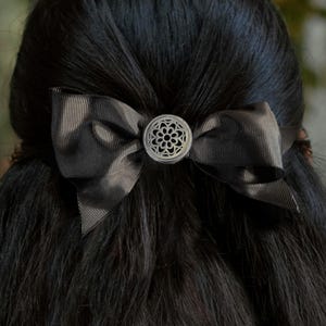Gothic Perfume Locket Hair Bow- Rose Window
