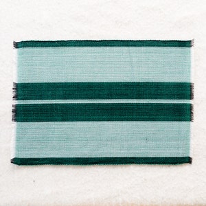 Set Of Emerald Green Placemat, Cotton Woven Placemat, Summer Placemats, Handwoven Placemat, Ribbed Placemats, Rectangle Mats, Wedding Table