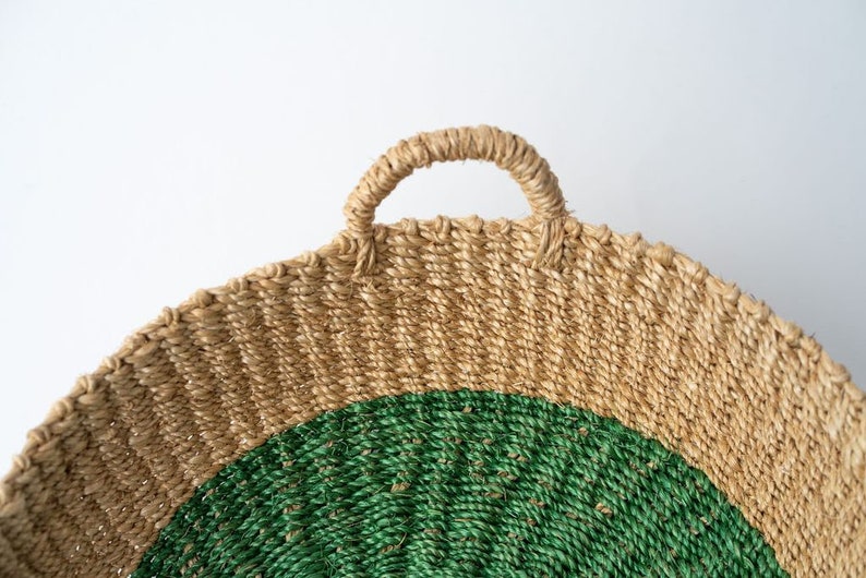 Mint Green Seagrass Basket Handwoven Wicker Basket Wicker Etsy