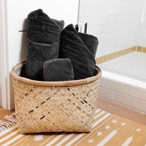 Natural Rattan Storage Bin, Nursery Storage, Towel Basket, Laundry Hamper, Lake House Decor, Organizer Basket, Kids Toy Storage, Dorm Basket