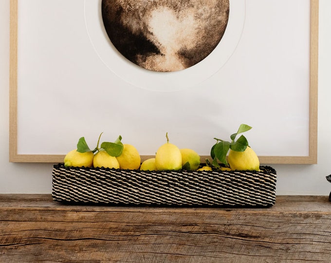 Long Narrow Basket, Woven Basket, Seagrass Basket Tray, Boho Table Centerpiece, Fruits Basket