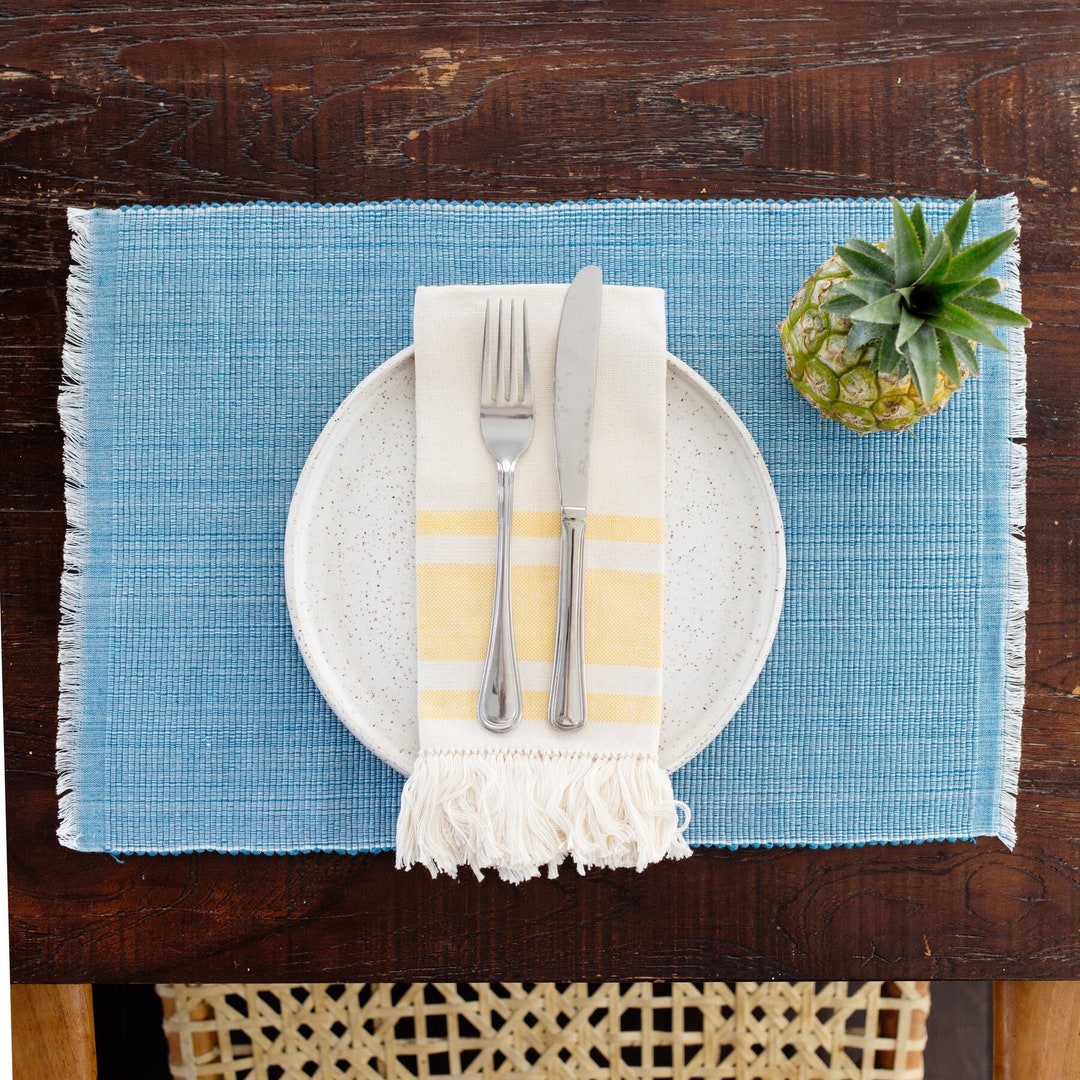 Yellow Inabel Handwoven Inabel Cotton Dinner Napkins, Yellow Table Decor - Etsy