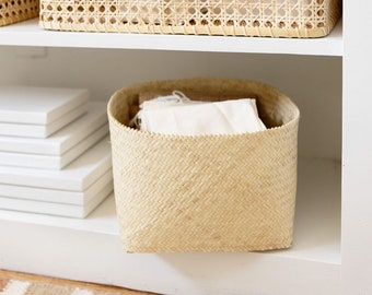 Geweven rotanmand, Grote Opbergmand, Badkamermand, Opbergbak, Wasmand, Handdoekenmand, Opberger, Woondecoratie