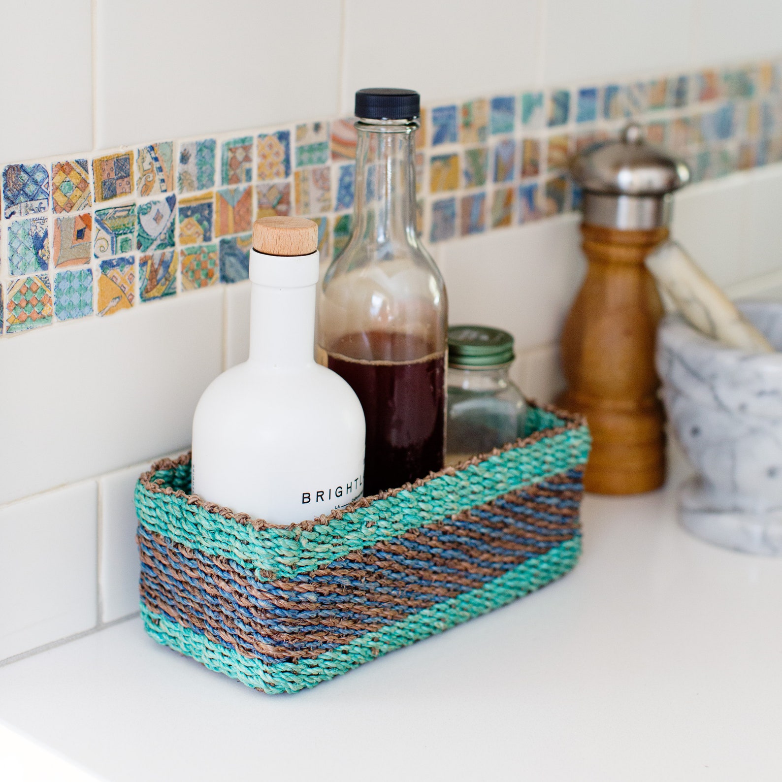 Cruet Seagrass Tray Salt And Pepper Mill Tray Wicker Tray Etsy