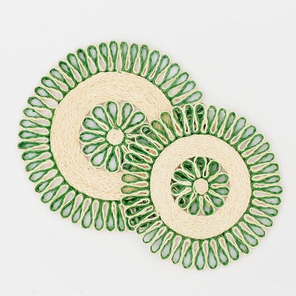 Round Placemats, Wicker Trivet, Boho Woven Placemats, Rustic Home Decor, BBQ Centerpiece, Wicker Kitchenware, Bohemian Table Decor,Host Gift