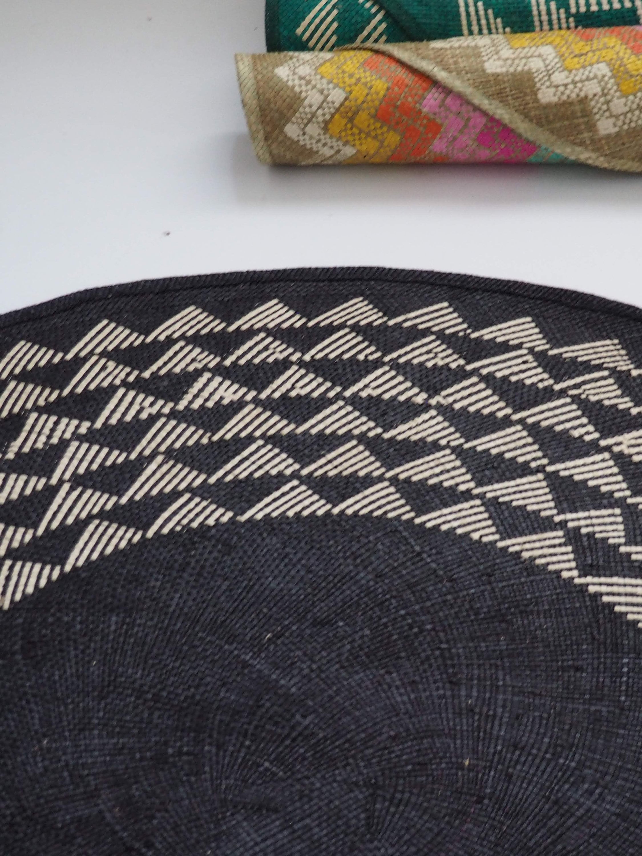 Round Woven Rug Midnight Blue Rug Seagrass Circle Carpet Etsy