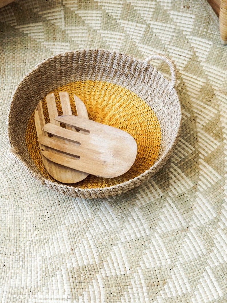 Round Seagrass Woven Rug Geometric Rug Modern Home Decor Etsy