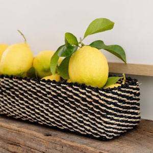 Long Woven Basket, Rectangular Basket, Narrow Basket, Shelf Basket, Seagrass Basket Tray, Boho Table Centerpiece, Fruits Basket,Bread Basket