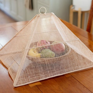 2er-Set Mesh-Lebensmittelabdeckung, Picknick-Lebensmittelabdeckung, Fruchtfliegenabdeckung, Outdoor-Lebensmittelabdeckung, gewebte Abdeckung zum Servieren, Lebensmittelzelt, Weidenfruchtkuppel