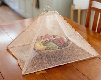 Set of 2 Mesh Food Cover, Picnic Food Cover, Fruit Fly Cover, Outdoor Food Cover, Woven Cover For Serving, Food Tent, Wicker Fruit Dome