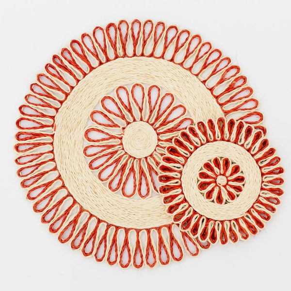 Round Placemats, Woven Placemats, Seagrass Placemats, Wicker Trivet, Natural Hot Pads, Modern Decor, Summer Wedding Table Decor,  Home GIft