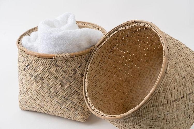 Bathroom Basket Bin Crochet White Basket Organizer Towels 