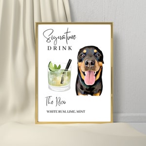 Custom Dog Bar Sign Printable, Pet Signature Drink, Dog Signature Drink, Signature Drink Sign, Watercolor Signage