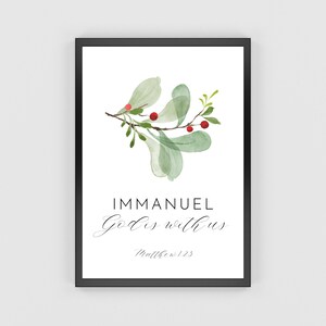 Emmanuele / Dio è con noi / Matteo 1:23 / Download immediato / 5 x 7 / 8 x 10 / 11 x 14 / Versetto della Bibbia di Natale Stampa digitale
