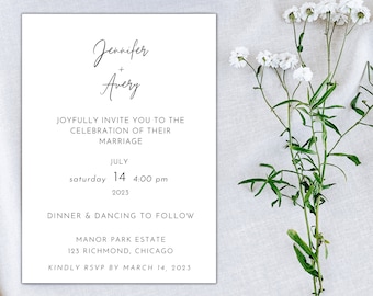 Modern Wedding Invitation Set, Save The Date Template, Minimalist Wedding Invitation, Invitation Digital Download