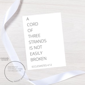 Señal de unidad con cordón de tres hilos, señal de ceremonia de unidad, señal de unidad personalizada para boda, versículo bíblico de Eclesiastés 4:9-12, boda cristiana
